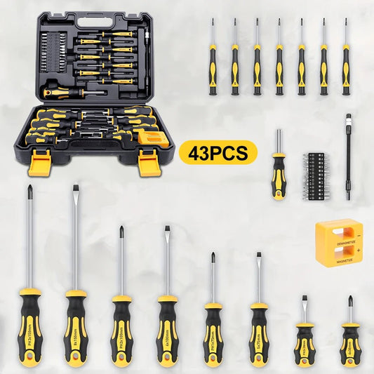 43 - teiliges Magnetisches Schraubendreher - Set: Kreuzschlitz, Torx & Schlitzbits für Reparaturen - ApolettaApoletta