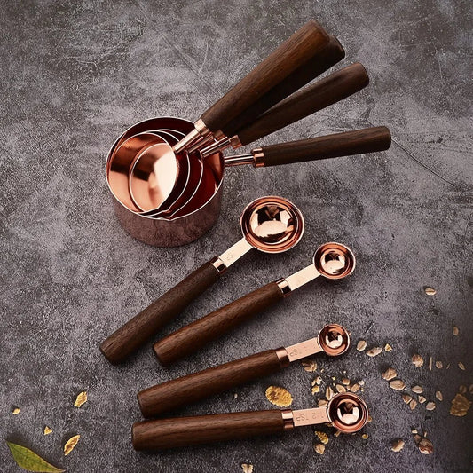 Roségoldenes Messlöffel - Set mit Holzgriffen - ApolettaApoletta