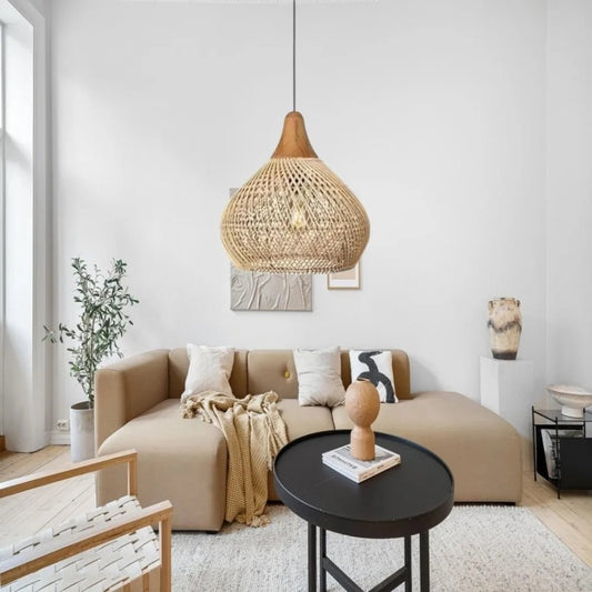 Vintage Rattan - Pendelleuchte: Boho - Hängelampe für Esszimmer, Küche & Restaurant - ApolettaApoletta