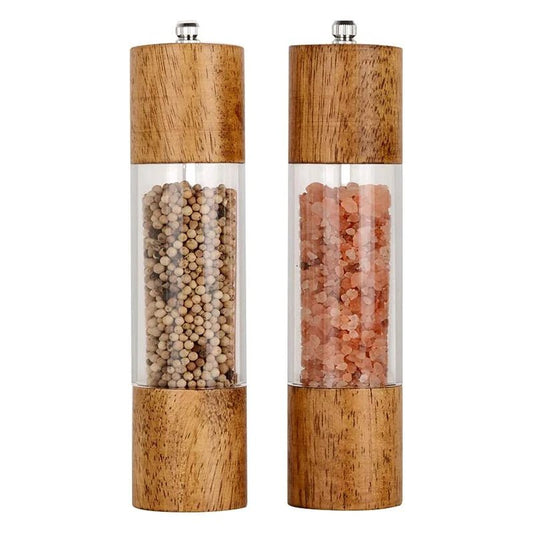 Premium - Salz - & Pfeffermühlen - Set: Holz & Acryl mit verstellbarem Mahlwerk - ApolettaApoletta
