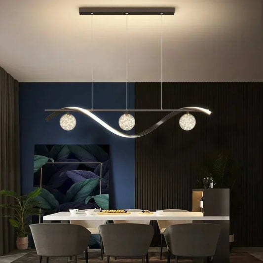 Moderne Glaskugel - Pendelleuchte: Minimalistischer LED - Kronleuchter für Wohn - und Esszimmer - ApolettaApoletta