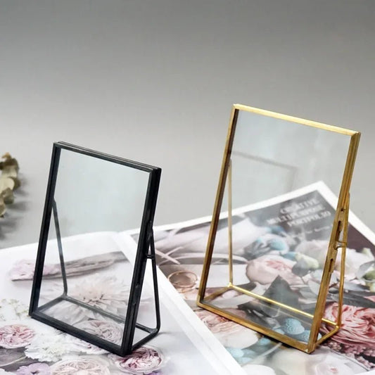 Antiker freistehender Fotorahmen: Transparentes Glas & Gold - Optik für die Heimdekoration - ApolettaApoletta