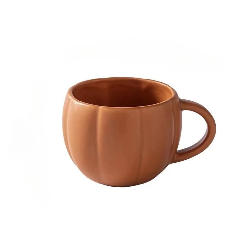 Kürbis - Keramiktasse (450 ml): Retro - Halloween - Becher mit Emaille - Griff für Kaffee & Milch - ApolettaApoletta