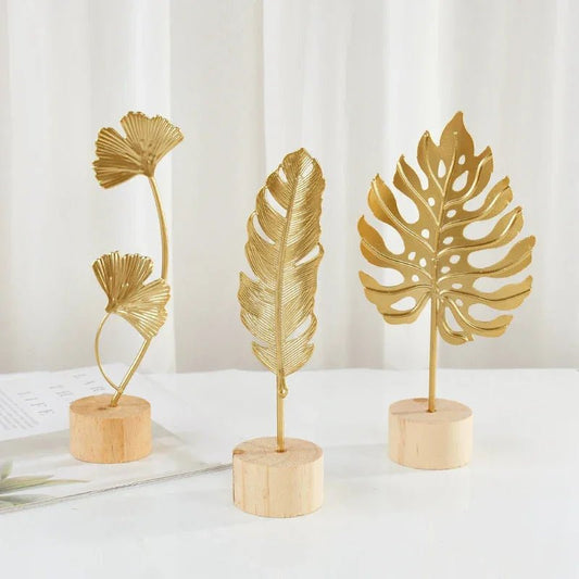 Gold Ginkgo - Blatt - Ornament: Metall - Handwerk für stilvolle Tischdekoration - ApolettaApoletta