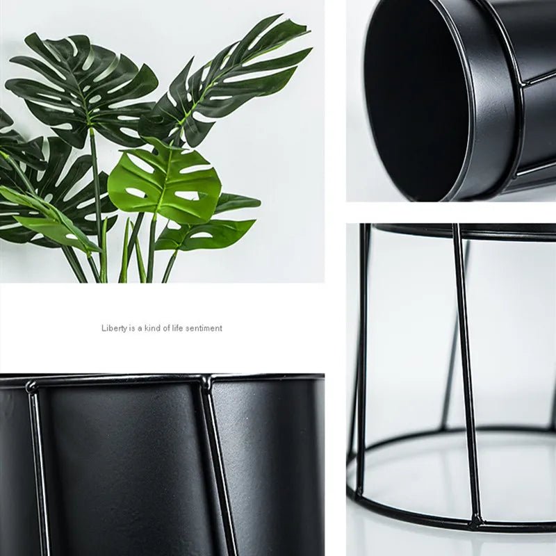 Nordischer Metall - Blumentopf mit Schmiedeeisen - Ständer – Kreative Tischdekoration - ApolettaApoletta