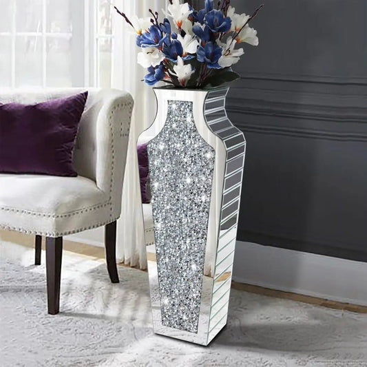 Verspiegelte Bodenvase: 2 Formen, Diamant - Effekt & 68 cm Höhe für Blumen & Pampasgras - ApolettaApoletta