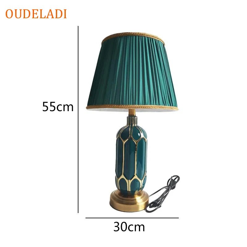 Postmoderne Tischlampe: Blaue Keramik - Lampe im amerikanischen Stil für Schlafzimmer & Wohnzimmer - ApolettaApoletta