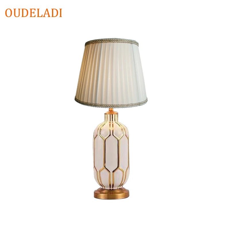 Postmoderne Tischlampe: Blaue Keramik - Lampe im amerikanischen Stil für Schlafzimmer & Wohnzimmer - ApolettaApoletta