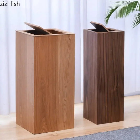 Großer Holz - Mülleimer mit quadratischer Form - ApolettaApoletta