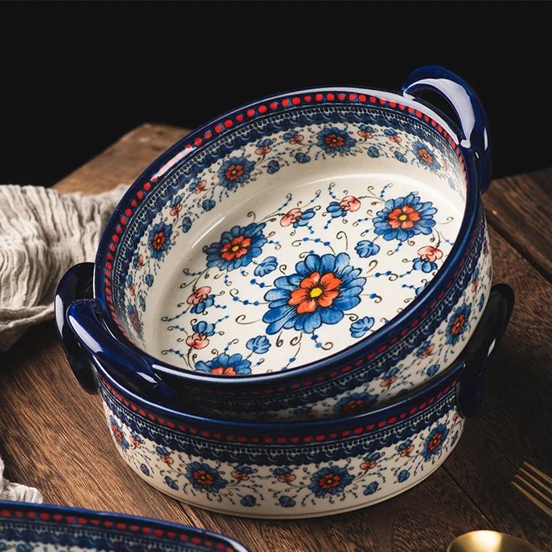 Keramik - Backform: Retro - Design mit Henkel für Suppe, Salat & Ofen - ApolettaApoletta