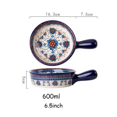 Keramik - Backform: Retro - Design mit Henkel für Suppe, Salat & Ofen - ApolettaApoletta