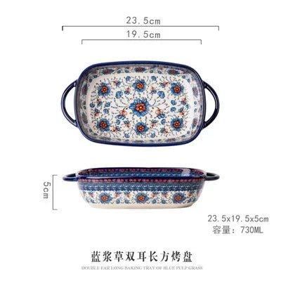 Keramik - Backform: Retro - Design mit Henkel für Suppe, Salat & Ofen - ApolettaApoletta