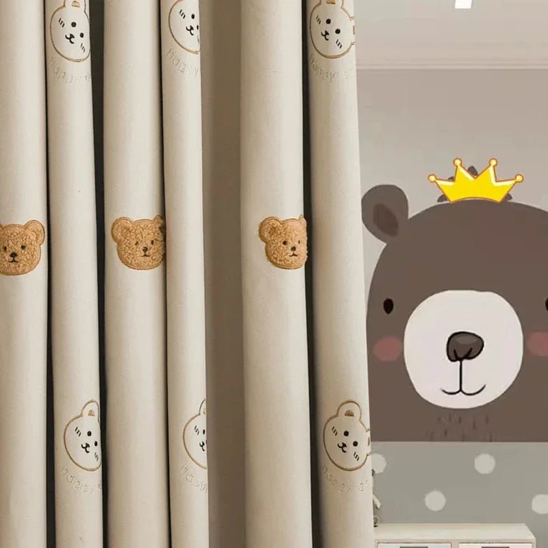 Koreanische Plüsch - Bären - Vorhänge: Beige Kindergardinen für Jungen & Mädchen Zimmer - ApolettaApoletta
