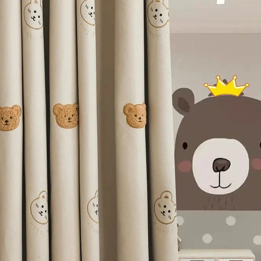 Koreanische Plüsch - Bären - Vorhänge: Beige Kindergardinen für Jungen & Mädchen Zimmer - ApolettaApoletta