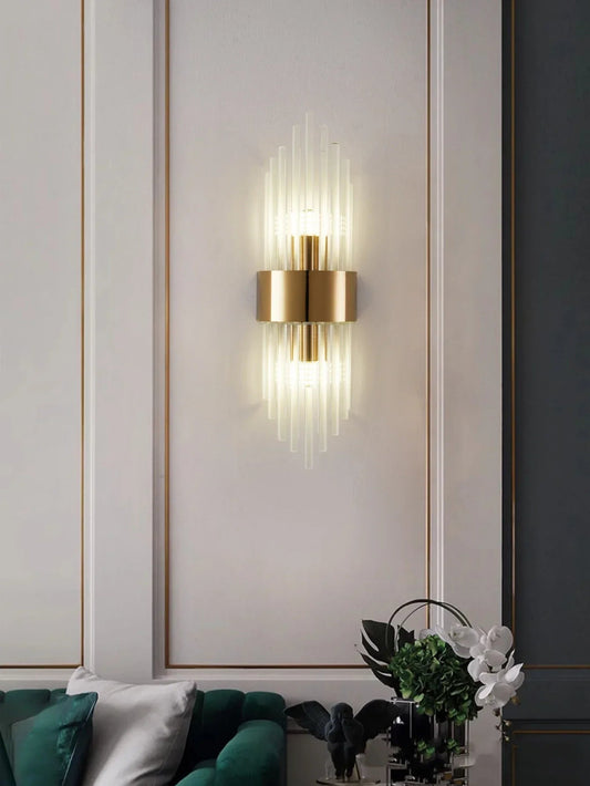 Goldene/schwarze Kristall - Wandleuchte: Edelstahl - Lampe für Wohn - & Schlafzimmer - ApolettaApoletta