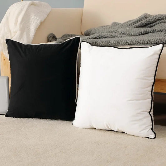 Schwarzer & Weißer Samt - Kissenbezug: Luxuriöse High - End - Dekoration für Sofa & Kopfteil - ApolettaApoletta