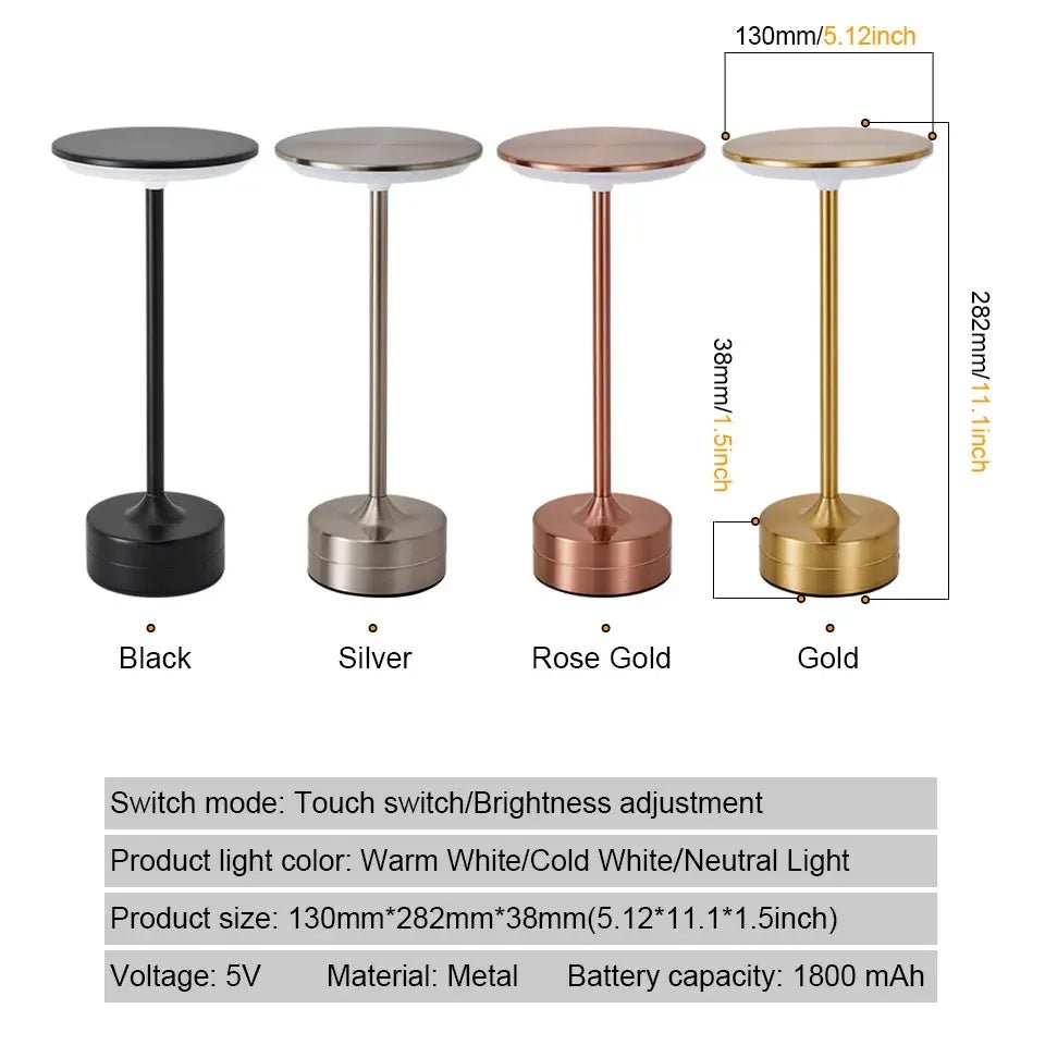 LED - Tischlampe mit Touch - Sensor: USB - aufladbare Leselampe für Schlafzimmer, Restaurant & Bar - ApolettaApoletta