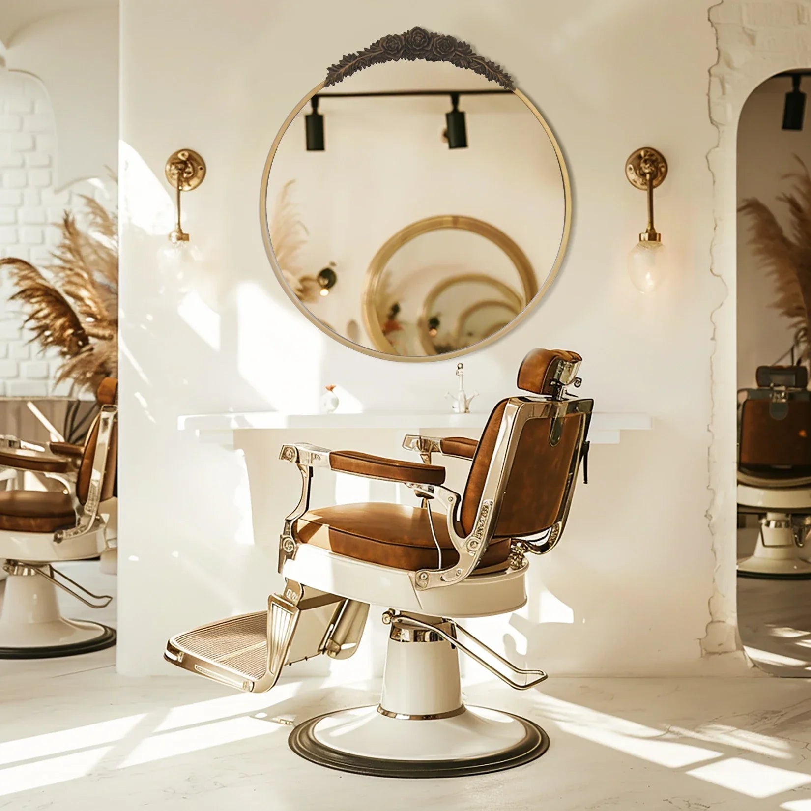 Barock Wandspiegel: Vintage Messing - Design mit Rosen & Metallrahmen für Bad und Wohnzimmer - ApolettaApoletta