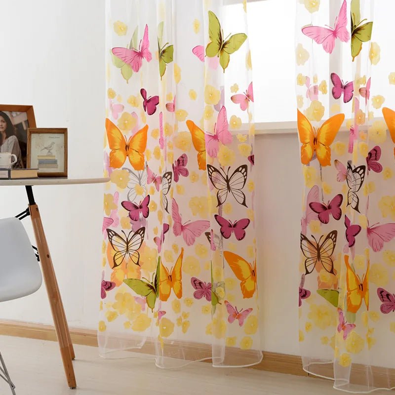 Transparente Tüll - Vorhänge: Schmetterlings - Druck für Wohnzimmer - ApolettaApoletta
