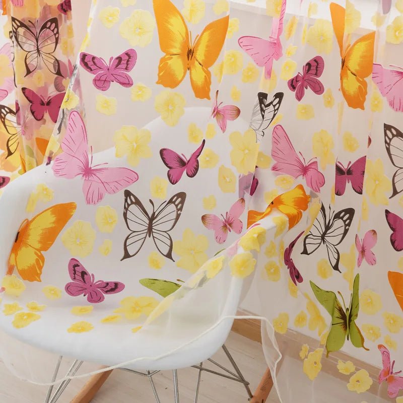 Transparente Tüll - Vorhänge: Schmetterlings - Druck für Wohnzimmer - ApolettaApoletta
