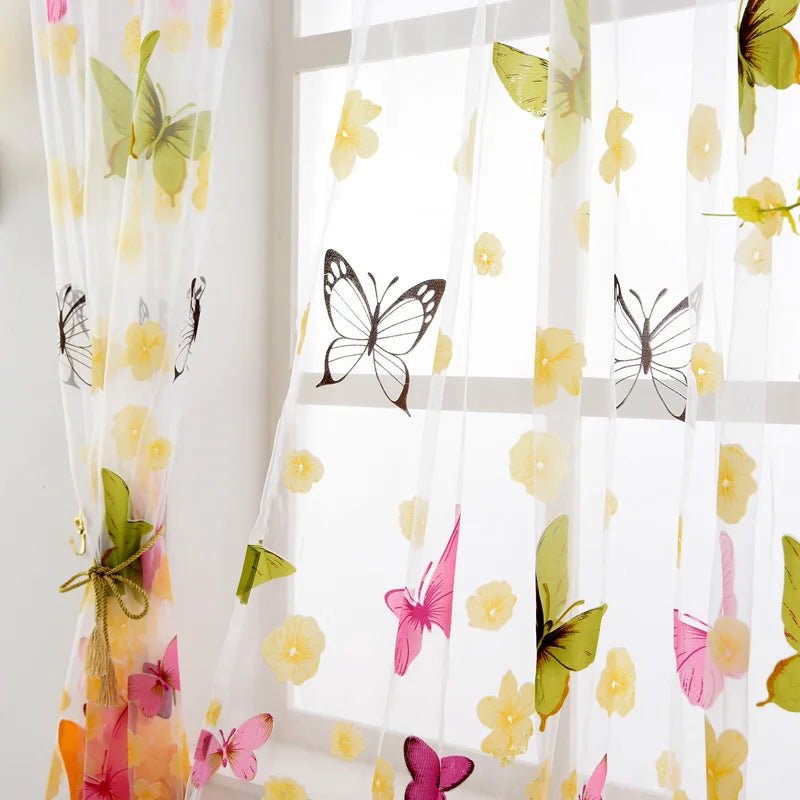 Transparente Tüll - Vorhänge: Schmetterlings - Druck für Wohnzimmer - ApolettaApoletta