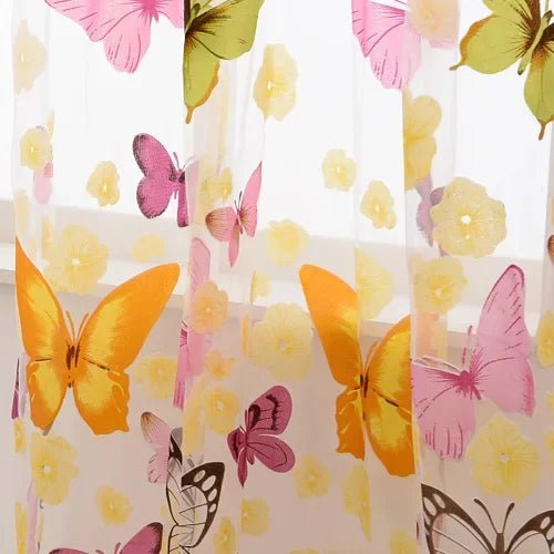 Transparente Tüll - Vorhänge: Schmetterlings - Druck für Wohnzimmer - ApolettaApoletta