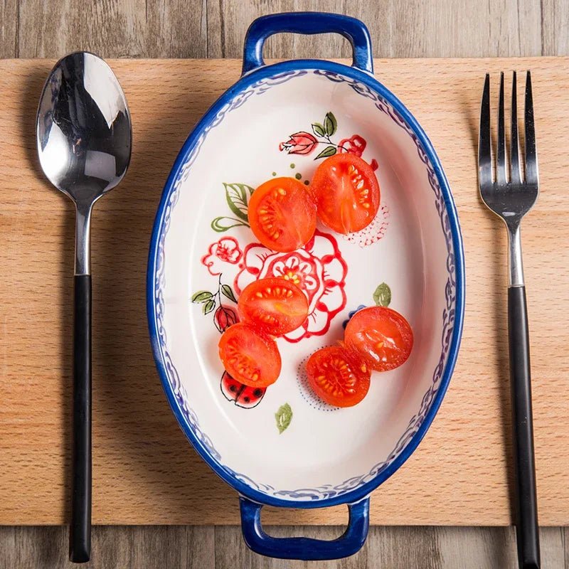 Keramik - Backform mit Henkel: Rechteckige Schüssel für Aufläufe & Salate - ApolettaApoletta