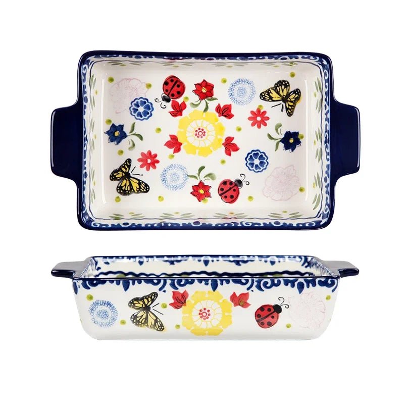 Keramik - Backform mit Henkel: Rechteckige Schüssel für Aufläufe & Salate - ApolettaApoletta