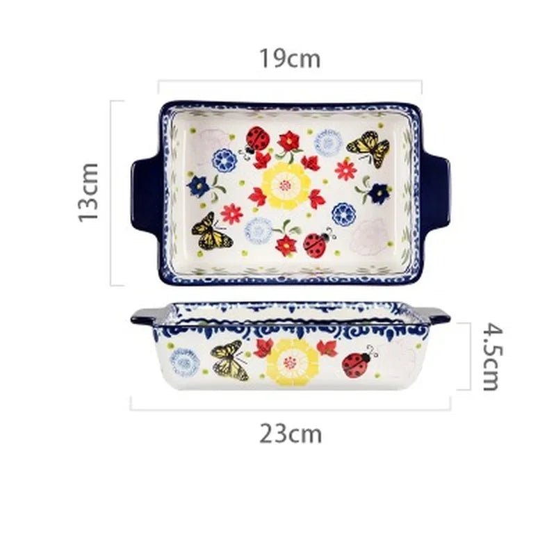 Keramik - Backform mit Henkel: Rechteckige Schüssel für Aufläufe & Salate - ApolettaApoletta