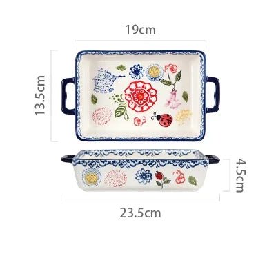 Keramik - Backform mit Henkel: Rechteckige Schüssel für Aufläufe & Salate - ApolettaApoletta