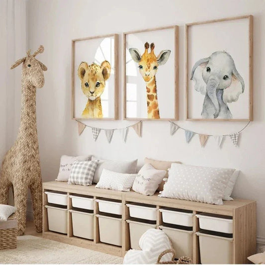 Safari Kinderzimmer Deko: 3er - Set Dschungel - Tier - Poster für das Baby - und Kinderzimmer - ApolettaApoletta
