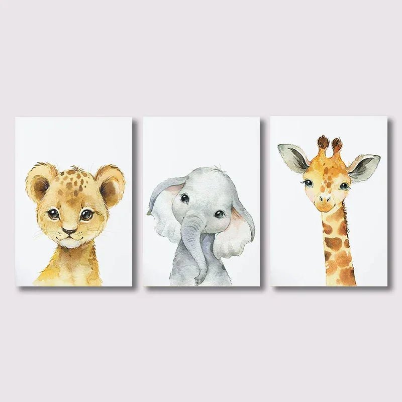 Safari Kinderzimmer Deko: 3er - Set Dschungel - Tier - Poster für das Baby - und Kinderzimmer - ApolettaApoletta