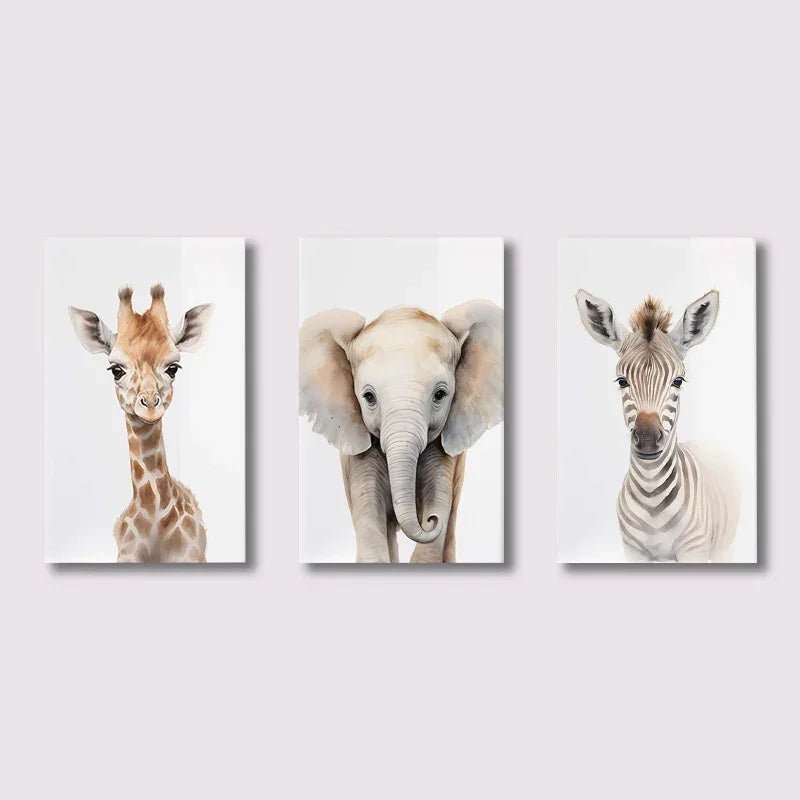 Safari Kinderzimmer Deko: 3er - Set Dschungel - Tier - Poster für das Baby - und Kinderzimmer - ApolettaApoletta