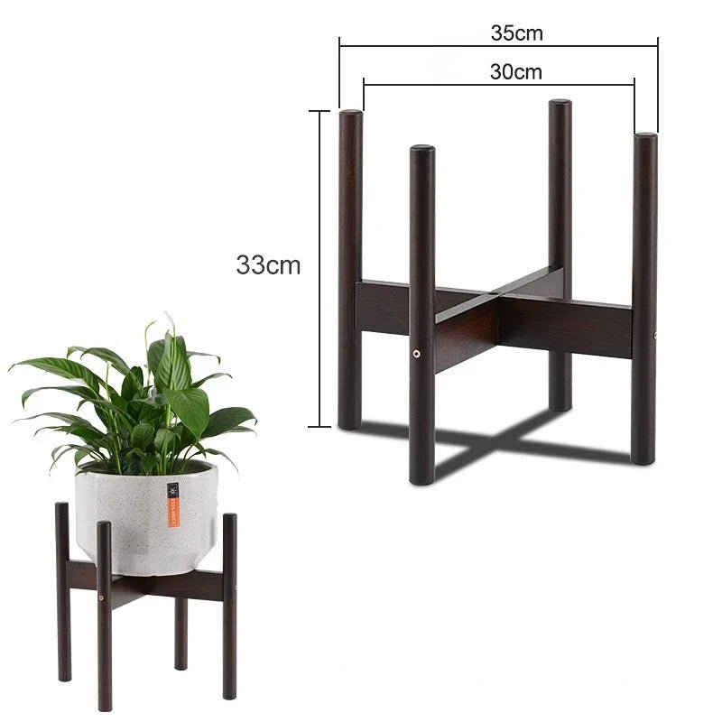 Kreuzförmiger Blumenständer aus Holz – Robuster Display - Halter für Töpfe & Bonsai - ApolettaApoletta