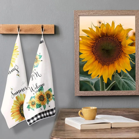 4er - Pack Sonnenblumen - Servietten: 40x60 cm, schmutzabweisend & stilvoll für Küche und Esszimmer - ApolettaApoletta