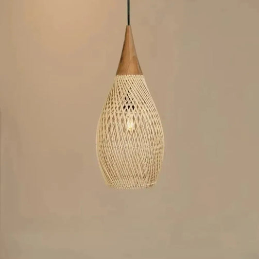 Rattan - Pendelleuchte: Handgefertigter Kronleuchter im japanischen Stil für Küchen & Esszimmer - ApolettaApoletta