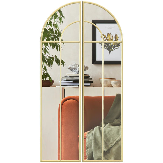 2er - Set Bogen - Wandspiegel: 30x120 cm, goldenes, dekoratives Design - ApolettaApoletta