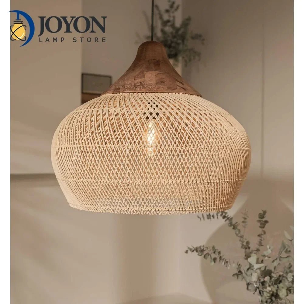 Beige Rattan - Pendelleuchte: Wabi - Sabi - Kronleuchter für Esszimmer & Wohnzimmer - ApolettaApoletta