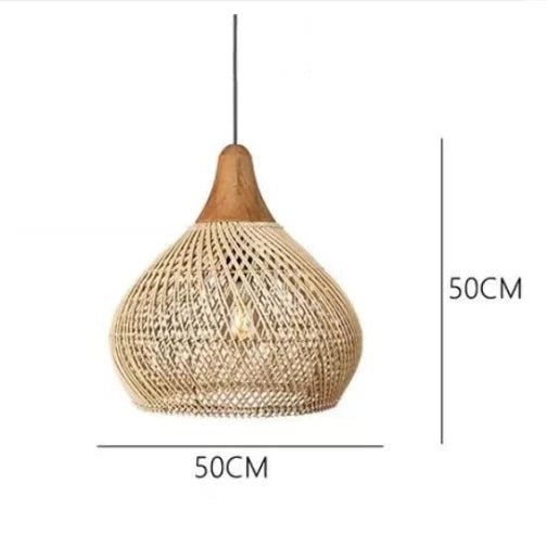 Beige Rattan - Pendelleuchte: Wabi - Sabi - Kronleuchter für Esszimmer & Wohnzimmer - ApolettaApoletta