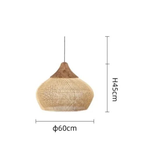 Beige Rattan - Pendelleuchte: Wabi - Sabi - Kronleuchter für Esszimmer & Wohnzimmer - ApolettaApoletta
