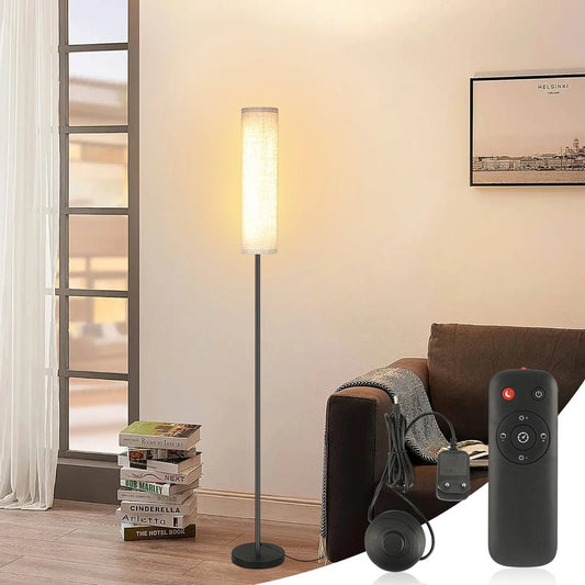 Dimmbare LED - Stehlampe (12W): 170 cm hohe Stofflampe mit Fernbedienung für Wohnzimmer & Hotel - ApolettaApoletta