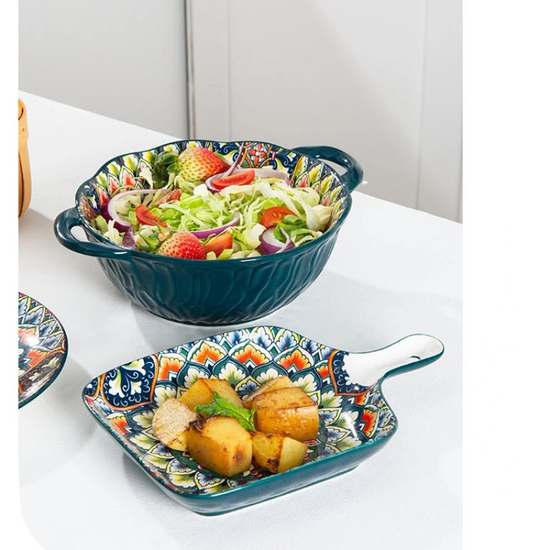 Boho - Keramik - Set: Retro - Teller, Schalen & Geschirr für Frühstück und Abendessen - ApolettaApoletta