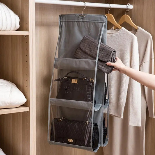 Hängender Handtaschen - Organizer: 6 Fächer & durchsichtige Taschen für den Kleiderschrank - ApolettaApoletta