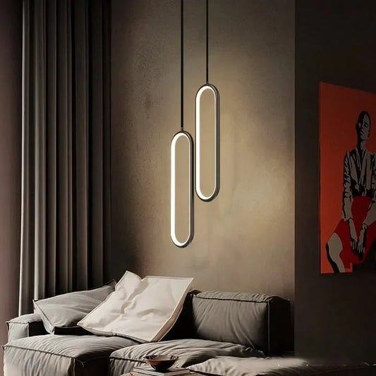 Moderne, minimalistische LED - Pendelleuchte: Gold - Schwarz - Kronleuchter für Schlaf - und Wohnzimmer - ApolettaApoletta