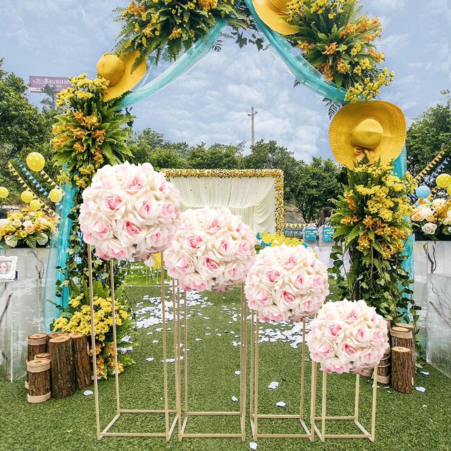 4er Set Gold Metall Pflanzenständer – Elegantes Rack für Indoor & Outdoor - ApolettaApoletta