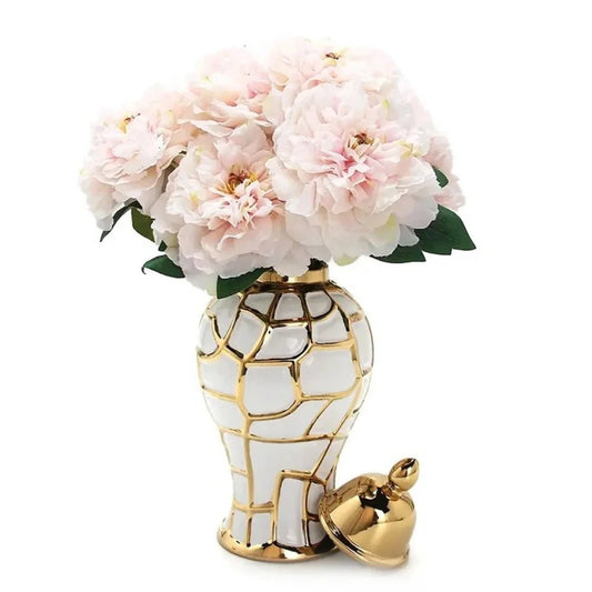 Nordische Keramik - Vase mit galvanisiertem Finish – Multifunktionale Wohnkultur - ApolettaApoletta