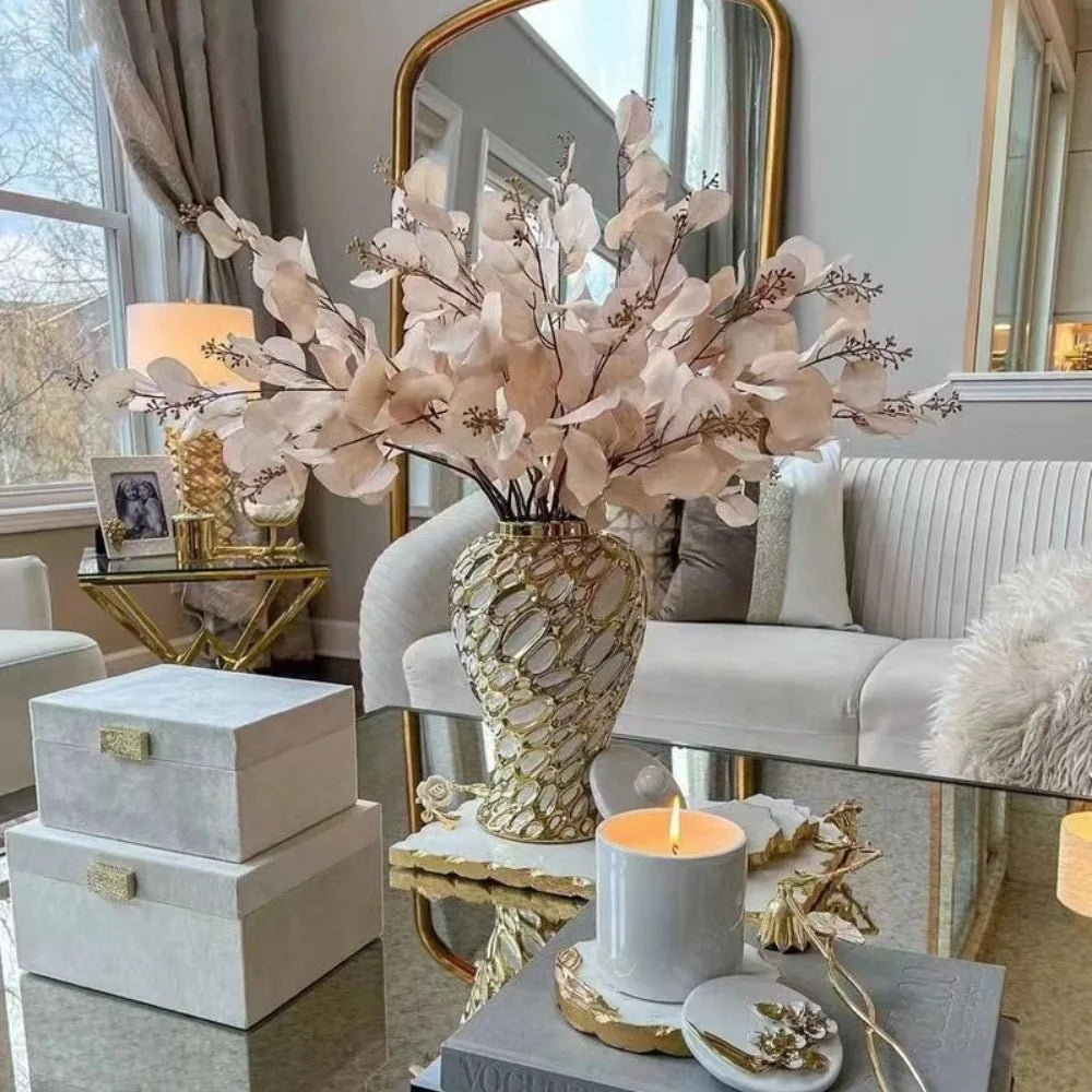 Nordische Keramik - Vase mit galvanisiertem Finish – Multifunktionale Wohnkultur - ApolettaApoletta