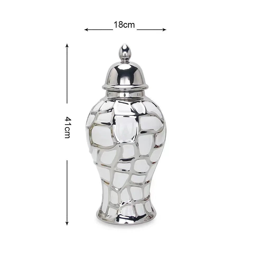 Nordische Keramik - Vase mit galvanisiertem Finish – Multifunktionale Wohnkultur - ApolettaApoletta