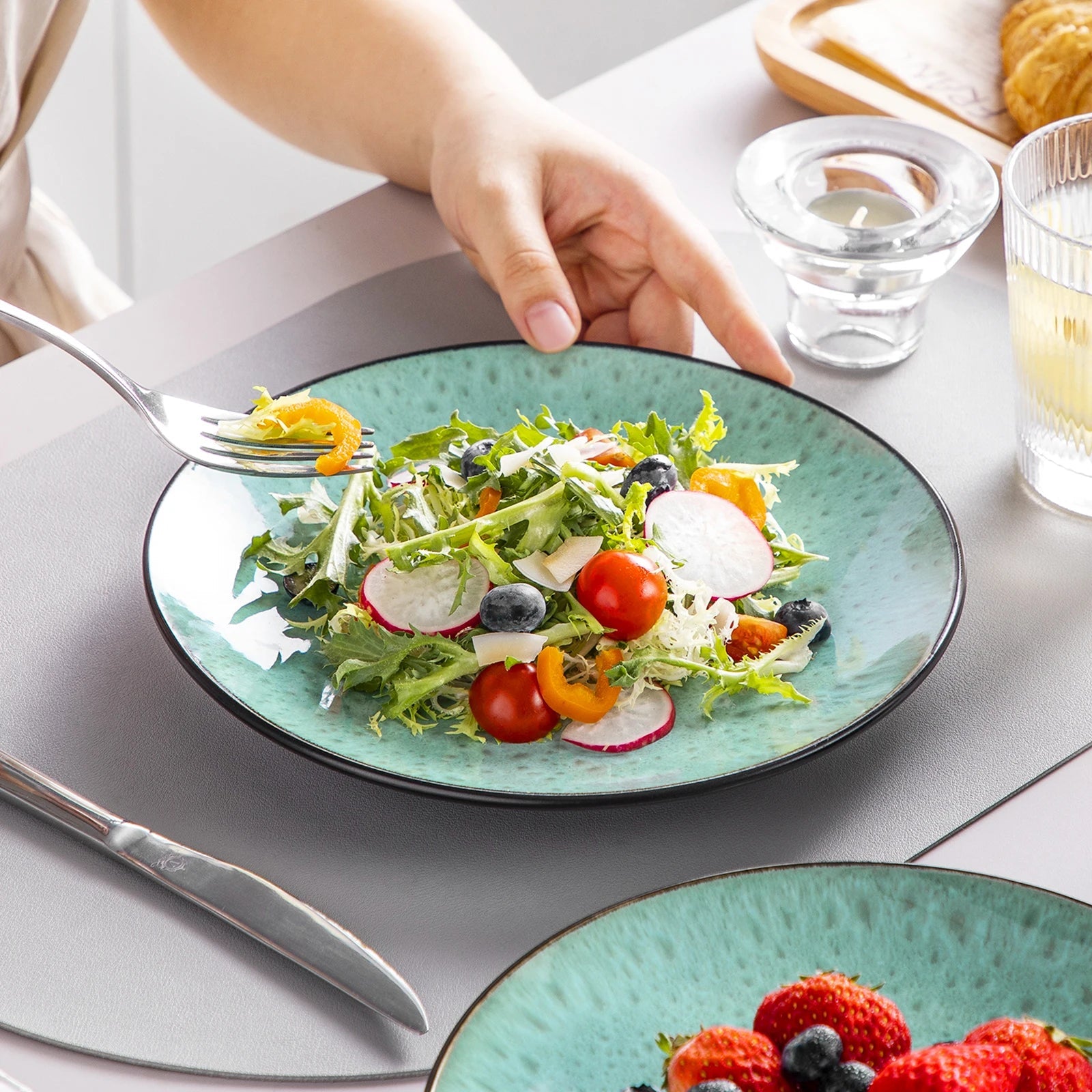 Keramik - Geschirr - Set: 12 - teilig aus Steinzeug für 4 Personen - ApolettaApoletta