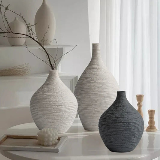 Keramik - Vase: Nordische, schmale Blumentopf - Deko für Wohnzimmer & Büro - ApolettaApoletta